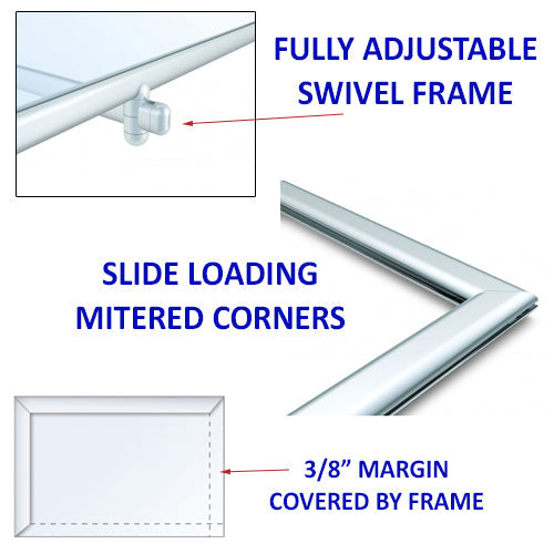 Sturdy 11 x 17 Countertop Swivel Display Stand - Double-Sided Metal Adjustable Sign Holder