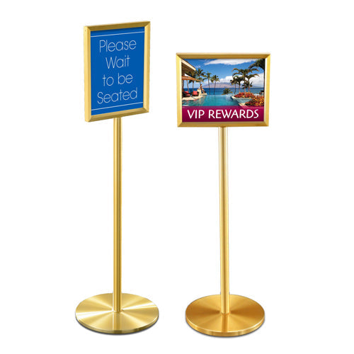 11x14 Deluxe Brass Sign Holder Floorstand Displays (Top Loading Design)