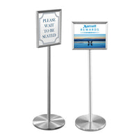 11x14 Deluxe Hospitality Sign Holder Floor Stand with "Lift-Top" Frame in Brass, Silver, and Black Finishes