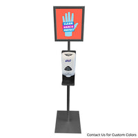 11x14 Pedestal Sign Holder with Hand Sanitizer Rack (Slide-In Design)