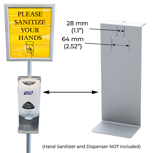 11x14 Pedestal Sign Holder with Hand Sanitizer Rack (Slide-In Design)