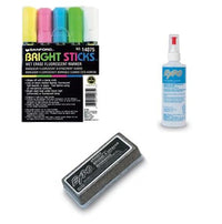 BLACK MARKERBOARD 14x22 OPTIONAL ACCESSORIES: FLUORESCENT MARKER SET, ERASER, and SPRAY CLEANER