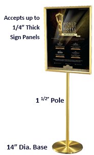 16x16 Deluxe Hospitality Sign Holder Floorstand Displays + Satin Aluminum Finish