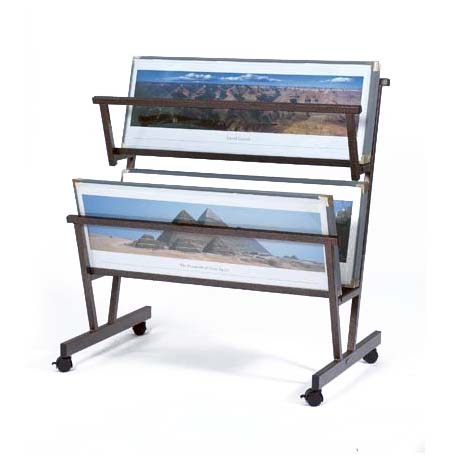 Double Tray Panoramic Art Bin Browser | 42" Wide x 15" High | Dual Tray (5" Deep and 8 1/2" Deep)