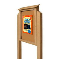 36x48 Outdoor Message Center with Posts and Cork Board Wall Mounted - LEFT Hinged