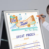 WRITE YOUR PROMOTIONS OR DRAW THEM OUT on the WHITEBOARD A-FRAME!