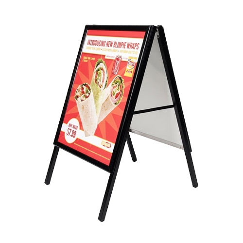 A-Frame Snap Frame Sign Holders for 22x28 Posters |  Double-Sided Folding Metal Stand - Gloss Black