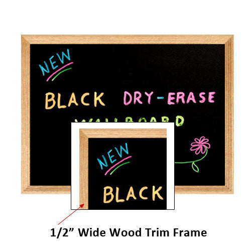 20 x 15 BLACK WET ERASE BOARD with 3/4" WIDE WOOD OAK TRIM