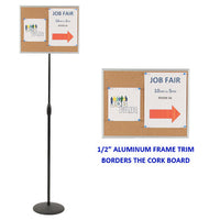 ADJUSTABLE PEDESTAL 15 x 20 CORK BOARD FLOOR STAND