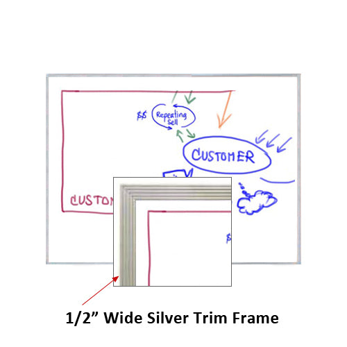 20 x 15 WHITE DRY ERASE BOARD with 1/2" WIDE SILVER TRIM