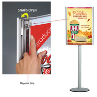 Convex double sided 18 x 24 poster is easy to install with the SNAP OPEN side rails and the easy to slide in clips. Secure your poster from moving and from minor scratches with the magnetic protective overlay