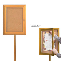 Lockable Bulletin Board Pedestal has a Viewing Area of 13" x 19" and perfect for any notices, advertisements, flyers, and other printed materials.