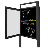 Dry Erase Standing Markerboard - Black Porcelain Steel