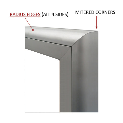 RADIUS EDGES WITH MITERED CORNERS (SHOWN IN SILVER)