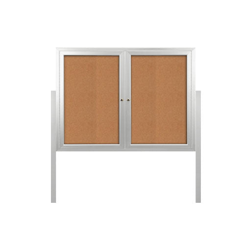 FREESTANDING 42" x 32" ENCLOSED CORKBOARD WITH RADIUS EDGE