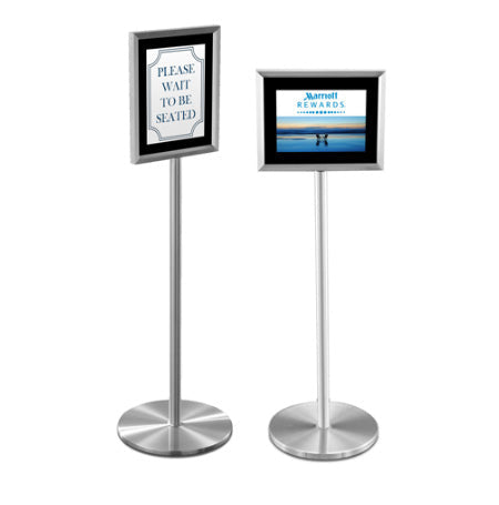 Touch of Class 12x18 Hospitality Sign Holder Stands + Black Velour + Satin Aluminum Finish