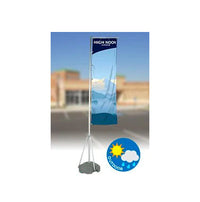 High Noon Adjustable Outdoor Flag Bannerstand with Weighted Water or Sand Base