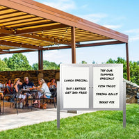 Outdoor Enclosed Dry Erase White Board with Radius Corners on Posts | 2 and 3 Doors, White Porcelain on Steel Marker Board in 35+ Sizes
