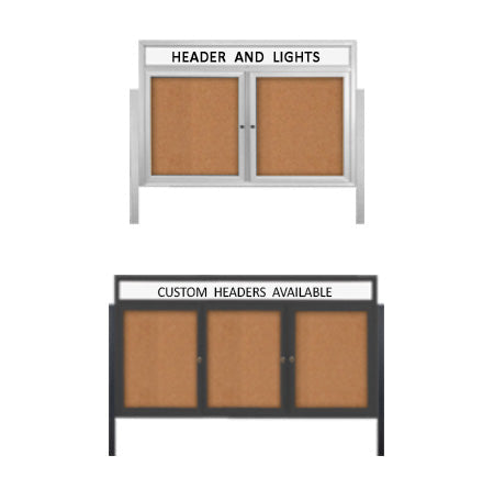 Outdoor Enclosed Poster Display Cases with Header and Leg Posts (Multiple Doors SwingCase)