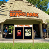 Eco-Design 48" x 48" Outdoor Message Center Enclosed Cork Board with Header and Posts | Two Door Faux Wood Information Board