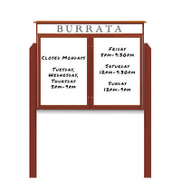 45" x 30" Standing Outdoor Message Center - Double Door Magnetic White Dry Erase Board with Header