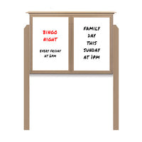 52" x 40" Outdoor Message Center - Double Door Magnetic White Dry Erase Board with Posts