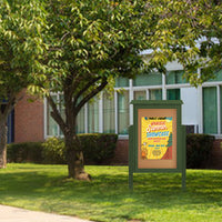 18" x 24" Outdoor Message Center Cork Board with Posts | Eco-Friendly, LEFT-Hinged Single Door, Faux Wood Information Board