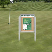 26" x 42" Outdoor Message Center Cork Board with Header and Posts (Single Door)