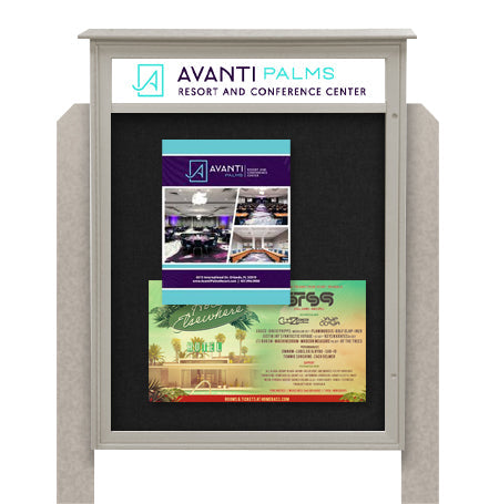 36x60 Standing Outdoor Message Center Information Board with Header | Maintenance Free (Image Not to Scale)