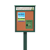 11x14 Cork Board Outdoor Message Center with Header and Posts - LEFT Hinged