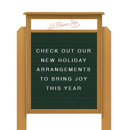 38" x 54" Standing Outdoor Message Center Letter Board with Header (Single Door)