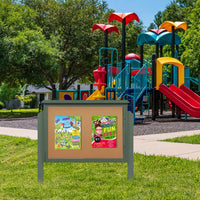 Outdoor XL Message Center Bulletin Board 40"x60" on Posts | TOP Hinged Single Door Information Board, Built with Eco-Friendly Faux Wood