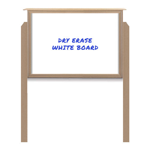 27" x 39" Outdoor Message Center - Magnetic White Dry Erase Board with Posts