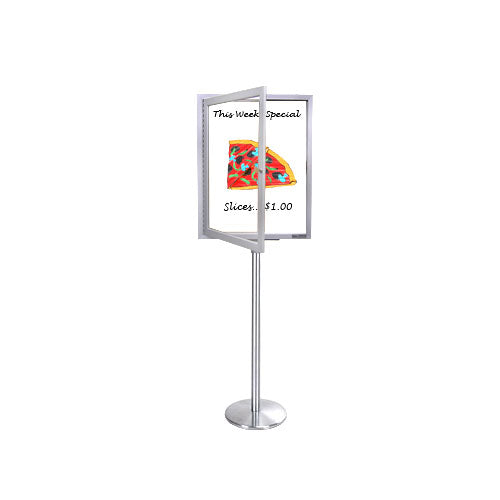 Outdoor Enclosed Dry Erase SwingStand with Gloss White Board | Magnetic Porcelain Steel Marker Board