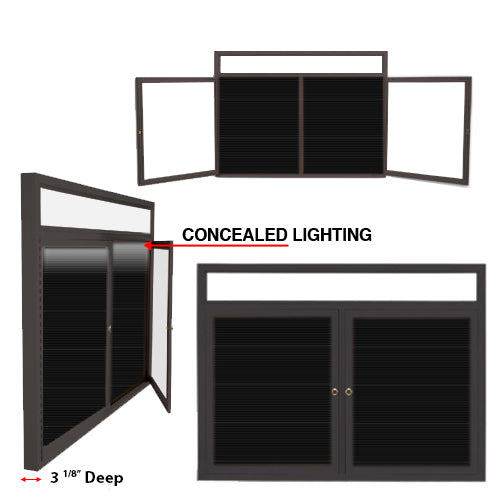 Outdoor Enclosed Letter Boards with Posts, Header and LED Lights | 2-3 Door Models 35+ Sizes