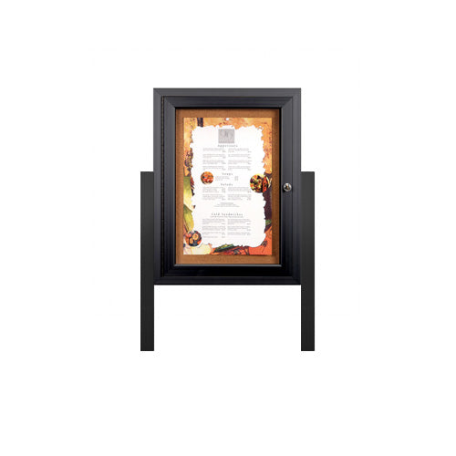 Outdoor Enclosed Menu Case with Posts | Restaurant Menu Display with Lockable Single Door in 15 Sizes