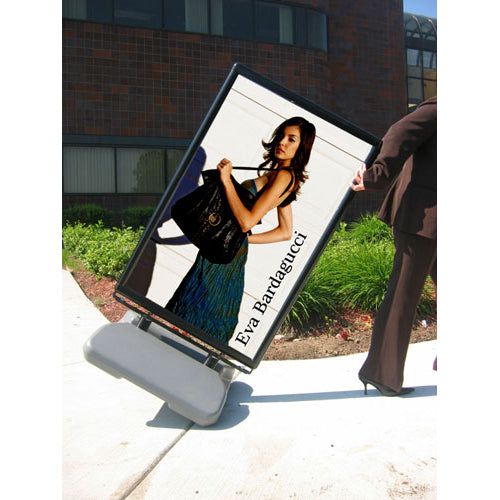 28x44 Outdoor Heavy Duty Curb and Sidewalk Sign Holder for XL Poster Graphics | Double-Sided Snap Frame