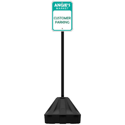 24" Rolling Outdoor Portable Parking Lot Sign with 60" Post | Shown with Black Post and Black Base