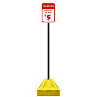24" Rolling Outdoor Portable Parking Lot Sign with 72" Post | Shown with Black Post and Yellow Base