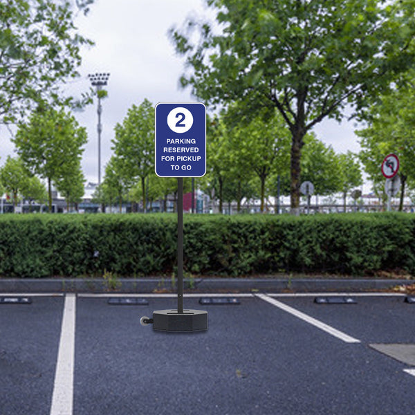 60" High White or Black Post Stand with 60 LBS Rubber Base and Wheels | Sign Not Included