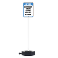 60 LBS Outdoor Portable Parking Lot Sign with wheels and 60" Post | Shown with White Post