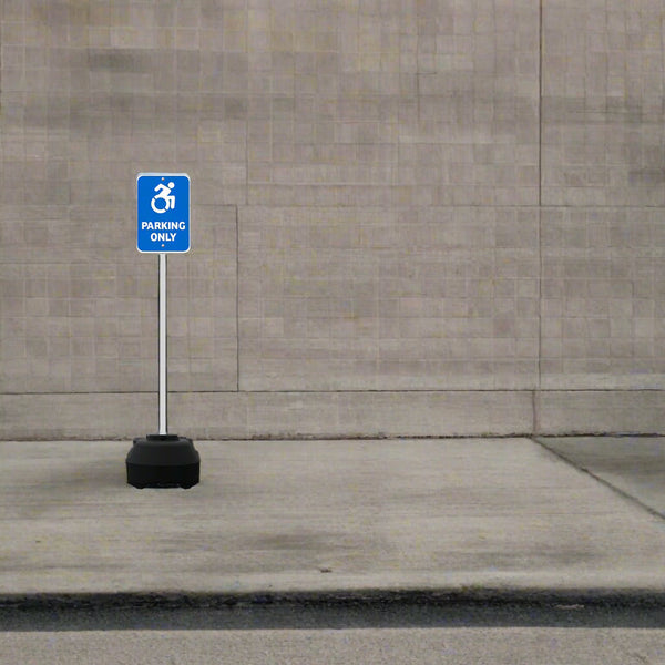 18" Rocking Outdoor Portable Parking Lot Sign with 60" Post | Shown with White Post