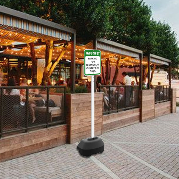 24" Rocking Outdoor Portable Parking Lot Sign with 60" Post | Shown with White Post