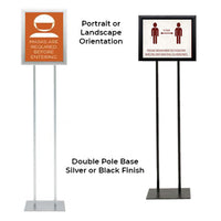 Double Pole Floor Stand 11x17 Sign Holder | Snap Frame 1 1/4" Wide