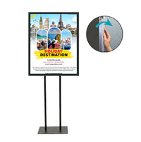 Double Pole Floor Stand 8x10 Sign Holder | Snap Frame 1 1/4" Wide