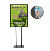 Double Pole Floor Stand 24x36 Sign Holder | Snap Frame 1 1/4" Wide | Choose Single or Two-Sided