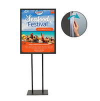 Double Pole Floor Stand 17x22 Sign Holder | Snap Frame 1 1/4" Wide