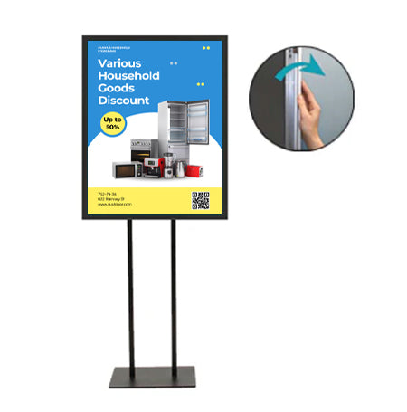 Double Pole Floor Stand 20x20 Sign Holder | Snap Frame 1 1/4" Wide