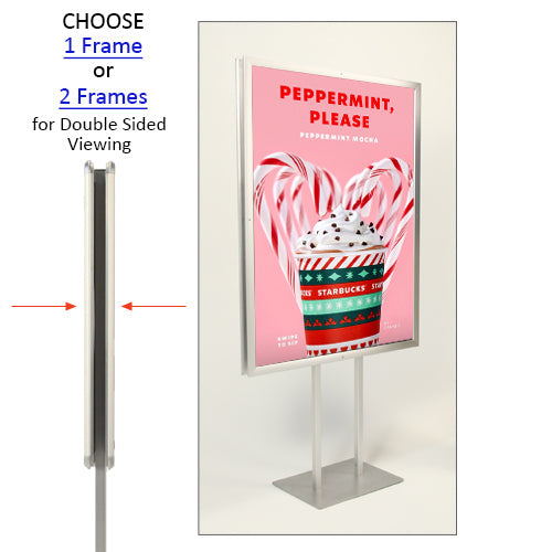 Double Pole Floor Stand 40x60 Sign Holder | Snap Frame (with Radius Corners)