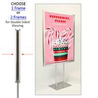 Double Pole Floor Stand 27x40 Sign Holder | Snap Frame 2 1/2" Wide